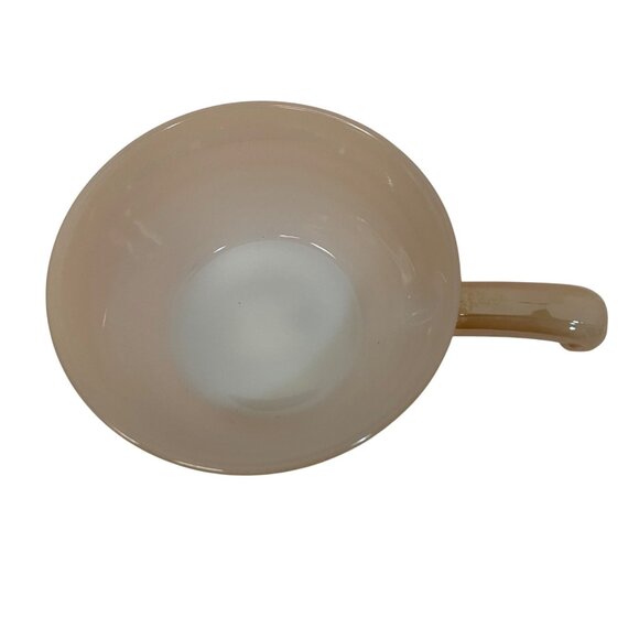 Vintage Fire King Beige Ceramic Soup Bowl With Handle 5" x 7" - Picture 5 of 5